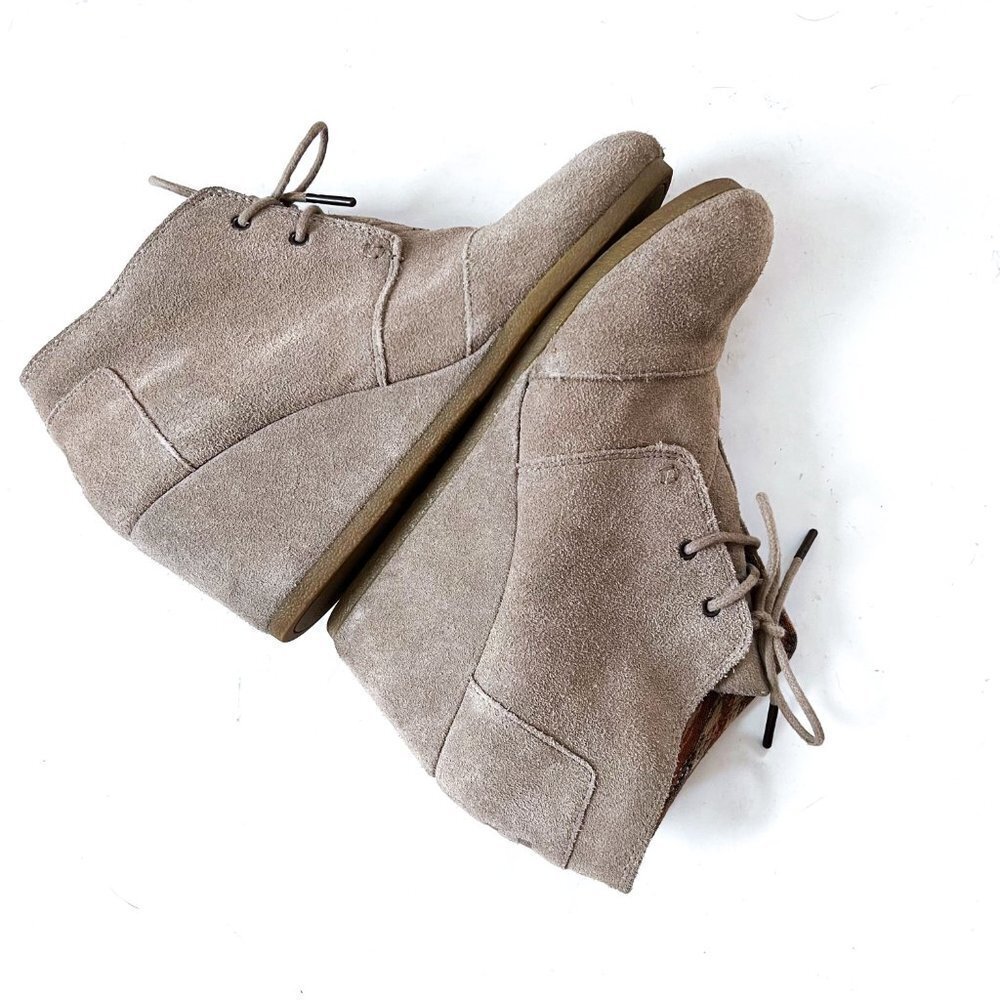 TOMS | Taupe, Desert Wedge Booties, Size 10 - Picture 2 of 10